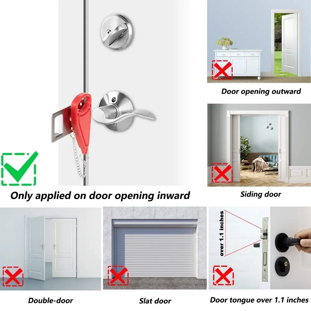 Portable Door Lock For Travel Safety And Personal Protection