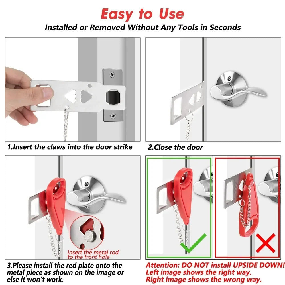Portable Door Lock For Travel Safety And Personal Protection